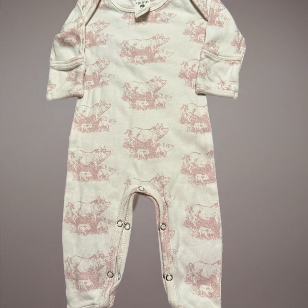 Kate Quinn, newborn Onesie with Pink 🐷 Print
